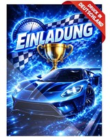 8 Einladungskarten Kindergeburtstag Auto Sportwagen Einladungen Racing #A077