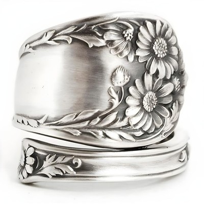 Sunflower Spoon Ring Adjustable Copper Wrap Ring Women Retro Boho Jewelry Gift 