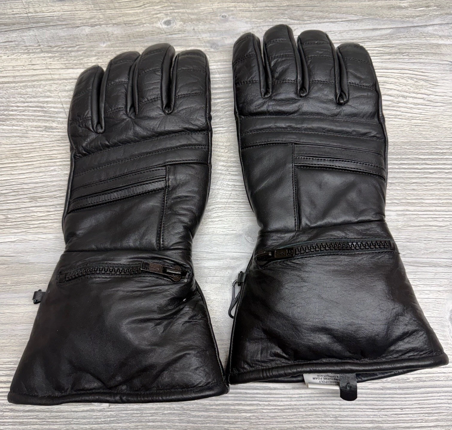 First Mens Motorcycle Gauntlet Gloves Size M Black Leather Thinsulate FI-120-GL