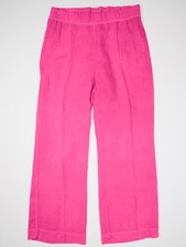 Lilly Pulitzer Elastic High Waist Wide Leg Pink 100 Linen Pants Women Sz M A4 