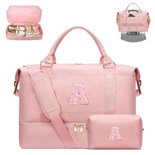 Personalized Initial Travel Duffle Bag for Teen Girl, Weekender Overnight Mon...