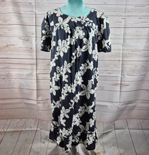 Tommy Hilfiger Size L Floral Short Sleeve Blue Floral Dress Hawaiian Tropical