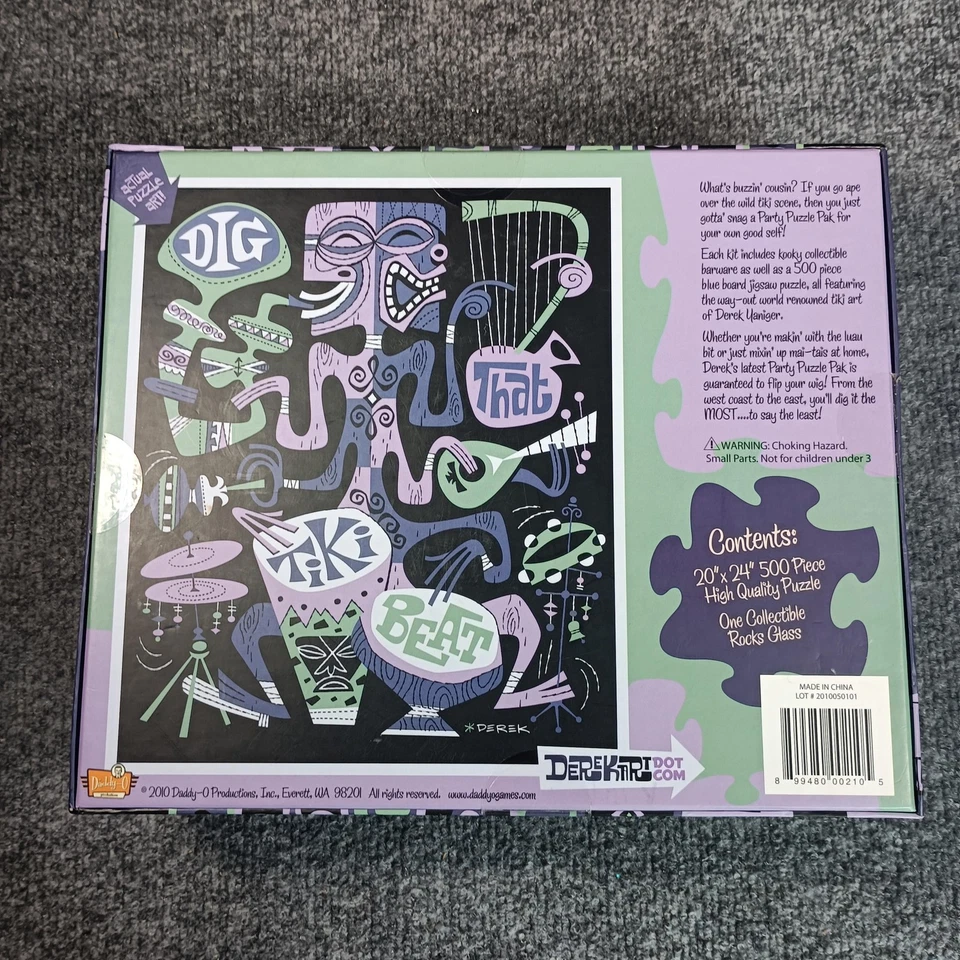 Derek Yaniger Party Puzzle Pak Tiki Freak Edition 500 piezas Puzzle Vidrio 2010 Nuevo Foto 2 de 4