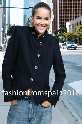ZARA NEW WOMAN GOLD BUTTON FITTED BLAZER JACKET NAVY BLUE XS-XL 2730/564/401