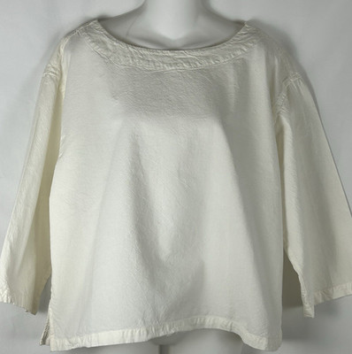 Erika Women's White Gauze Krinkle Cloth Top   Size Large