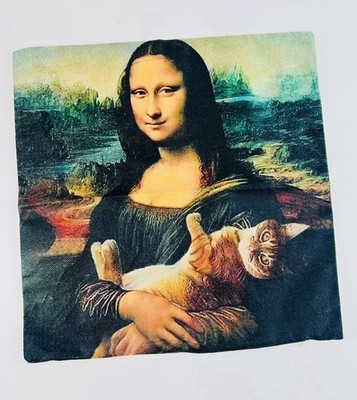 Mona Lisa/Cat Decorative Throw Pillow Cover Case Decor/Accent Pillow Tapestry