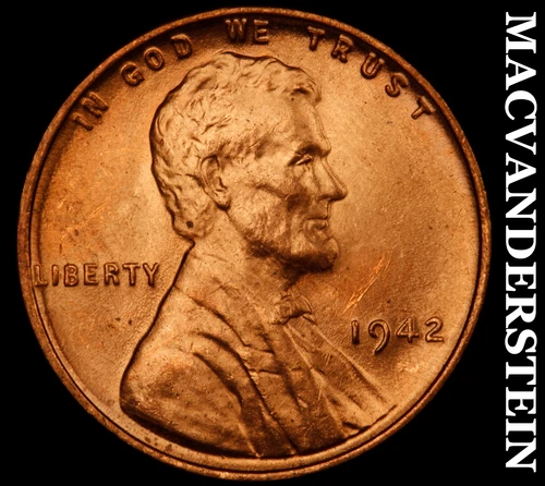 1942 Lincoln Wheat Cent- Choice Gem Brilliant Uncirculated Luster #J4881