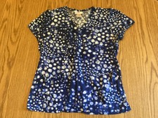 S Blue With Dots Scrub Top