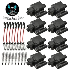 8pcs Ignition Coil and Spark Plug and Wires for Cadillac Escalade 5.3L 6.0L V8
