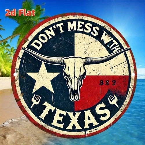 Vintage Texas State Flag Tin Metal Signs Home Décor 8x8 "Don't Mess with Texas"