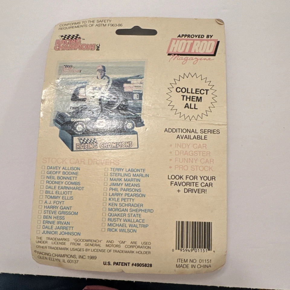 1989 #9 BILL ELLIOTT СЕРИИ 1 - РЕЗИНОВАЯ ШИНА - ОРАНЖЕВАЯ КРАСКА #1223             - Изображение 3 из 4