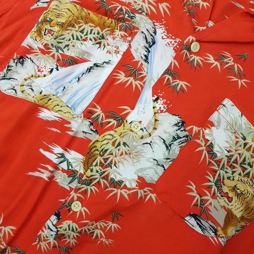 All Saints Mens Shirt 2XL XXL Red Indo Tiger Animal Print Oriental Tropical SS - 第 3/12 張圖片
