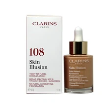 CLARINS SKIN ILLUSION SPF 15 NATURAL HYDRATING FOUNDATION 30 ML/1 OZ. #108-SAND