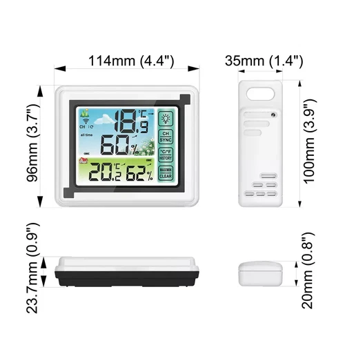 Digital LCD Indoor & Outdoor Weather Station Clock Calendar Thermometer Wireless - Picture 2 of 20