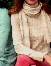 NWT $60 TALBOTS IVORY TWEED CABLE KNIT SCARF OS