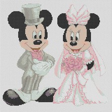 Cross stitch chart   mickey mouse and minnies wedding flowerpower37-uk