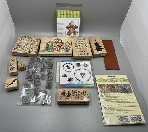 Wood Rubber Stamps Lot 13 Assorted - Picture 6 of 10