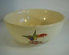 Vintage 9 1/2 Inch Homer Laughlin Mixing / Serving Bowl Parrot & Flower Design
