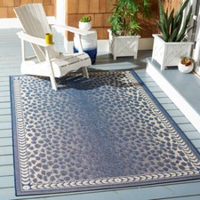 SAFAVIEH Outdoor CY6100-25812 Courtyard Navy / Beige Rug