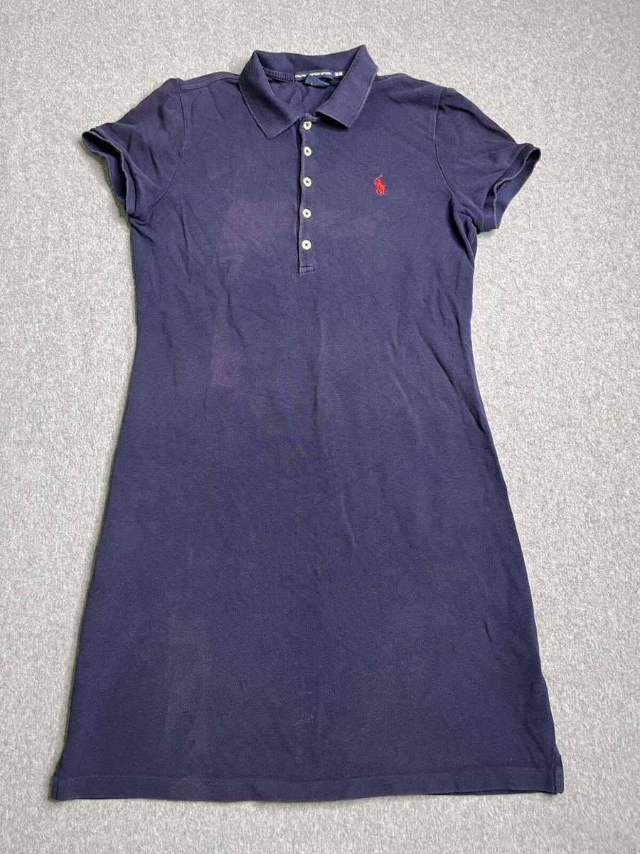 Ralph Lauren Sport Size Medium Navy Polo Mini Dress Short Cap Sleeve 100%  Cotton