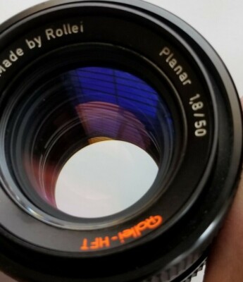 Rollei HFT Zeiss Planar 50mm f/1.8 Lens with front Cap QBM Mount