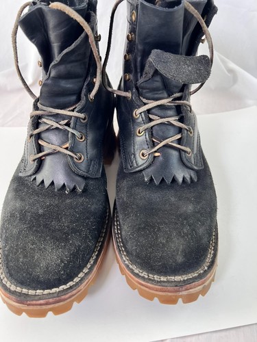 Nicks Boots 6" Urban Logger 10 E Black Smooth over Roughout w/ Honey Vibram - Imagen 2 de 19
