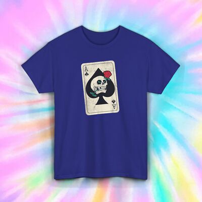 Skull Ace of Spades T-Shirt S-5XL Gothic Playing Card Tattoo Style Biker Tee