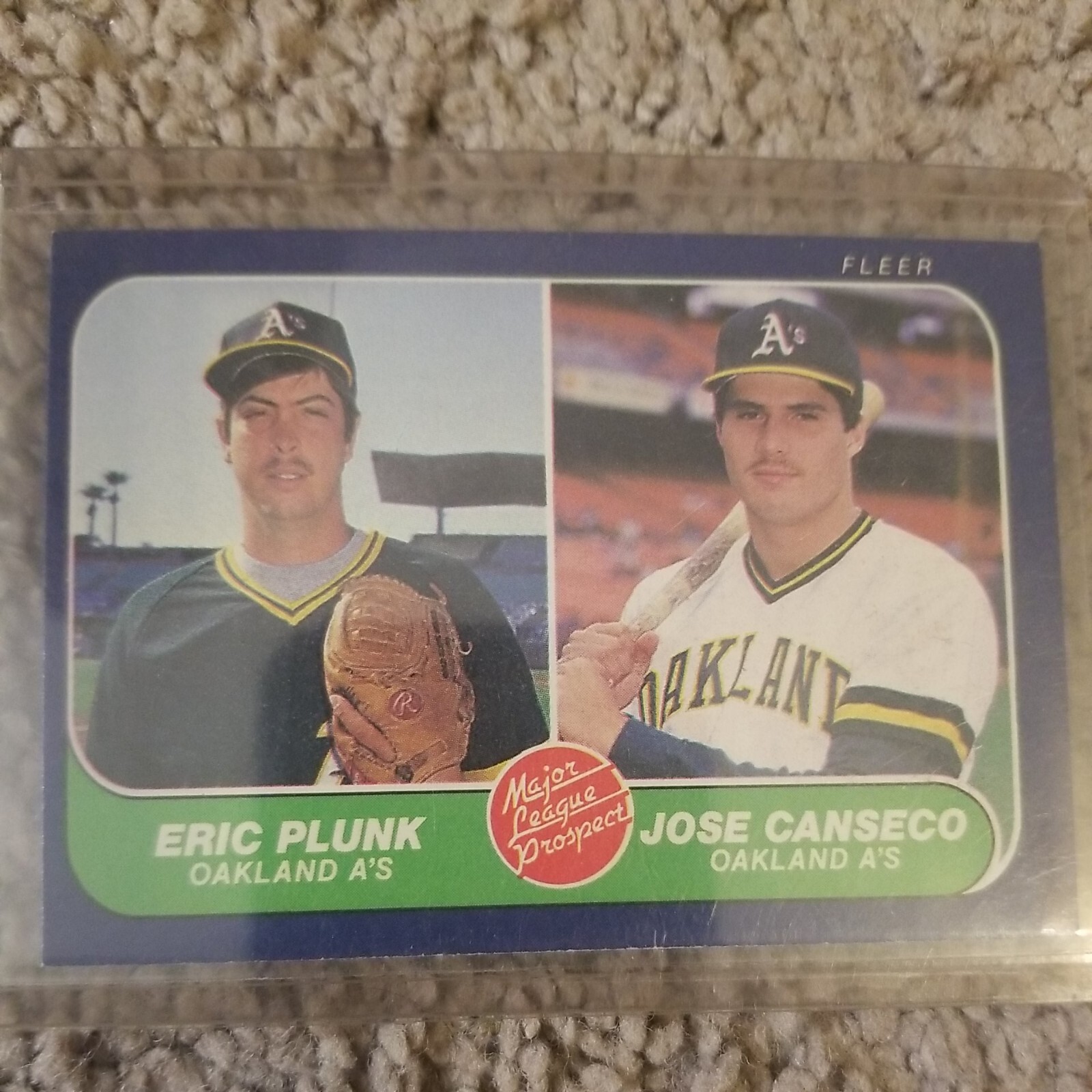 1986 Fleer Jose Canseco Eric Plunk Major League Prospects Rookie RC #649