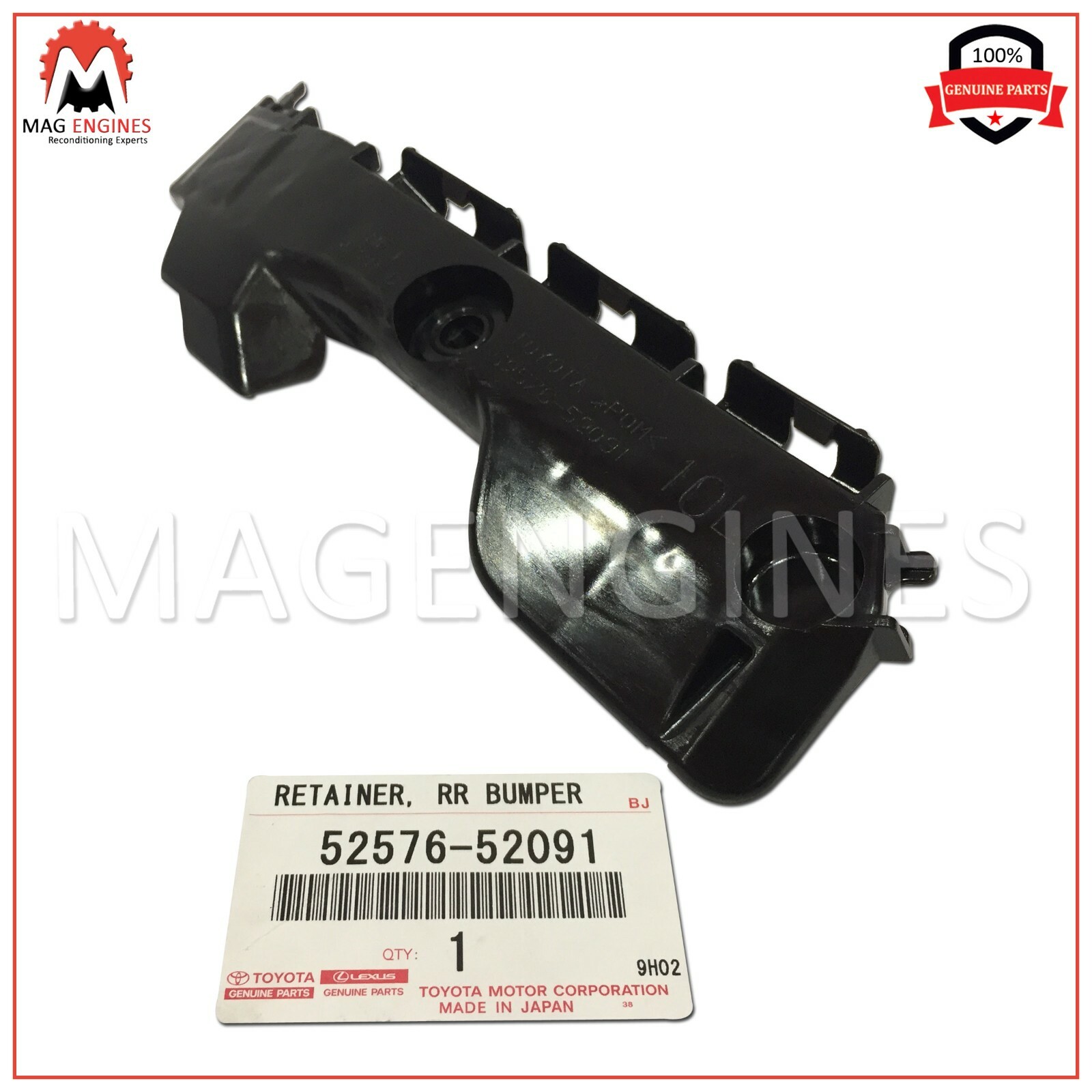 52576-52091 GENUINE OEM RETAINER, REAR BUMPER SIDE, LH 5257652091  