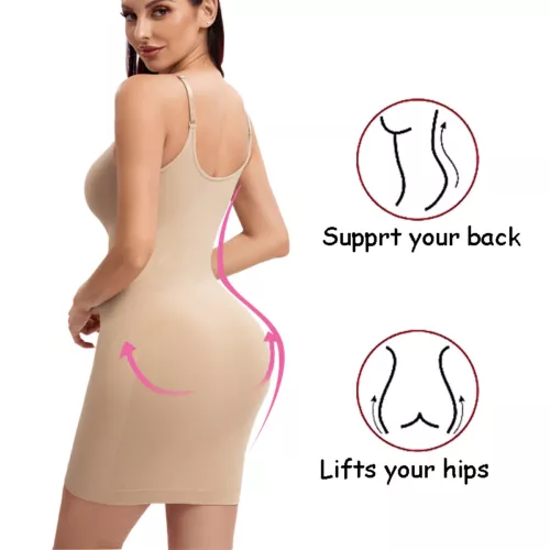 Firm Full body Shaper V-Neck Tank Slip Dress Slimming Underwear Tummy Control - Picture 7 of 35