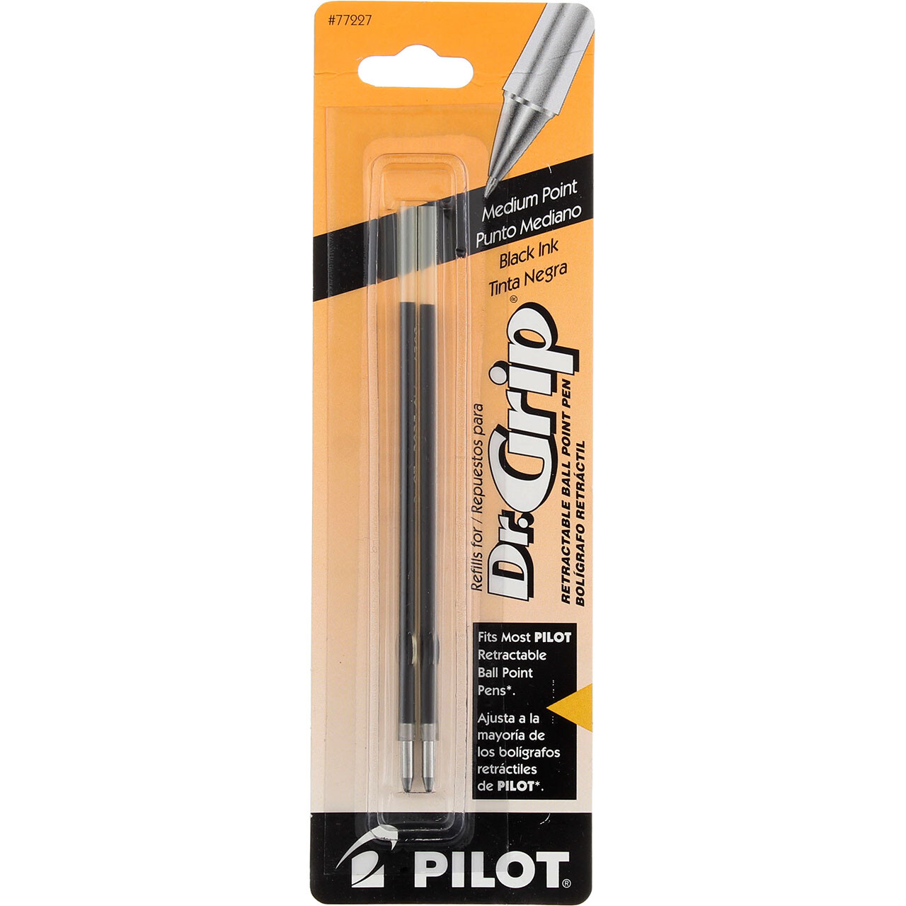 4 Pack Pilot Dr. Grip Ball Point Pen Refill, Medium, Black 77227, 2 Ct