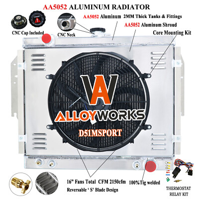 Aluminum Radiator Shroud Fan For 1979-93 Dodge D/W 100 150 250 300 350 5.2L 5.9L