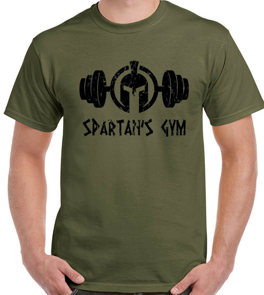 Gym TShirt Spartan Mens Weight Training Top MMA Bodybuilding Helmet eBay