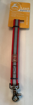 OllyDog DOG LEASH Nightlife II 70  Reflective RED & BROWN Nylon & Steel NWT