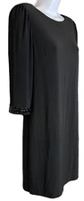 LAUNDRY by Shelli Segal Womens All Black Cocktail Party Beaded Wrist Dress Sz 0