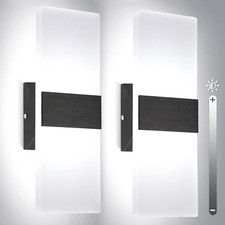 Dimmable Wall Sconces, Modern Wall Sconces Set of 2 Hardwired Wall Mounted Light