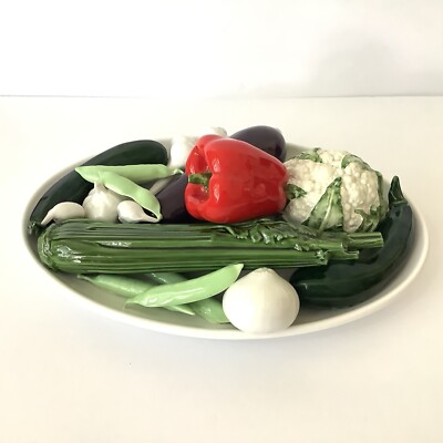 VTG 1970s Bertinazzo Italy Ceramic Art Vegetable Sculpture Platter Large 15 