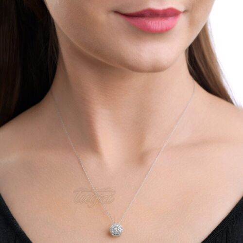 $1000-Certified Natural Diamond HALO PENDANT NECKLACE- 10k WHITE Gold SOLID! 2GR - Picture 3 of 10
