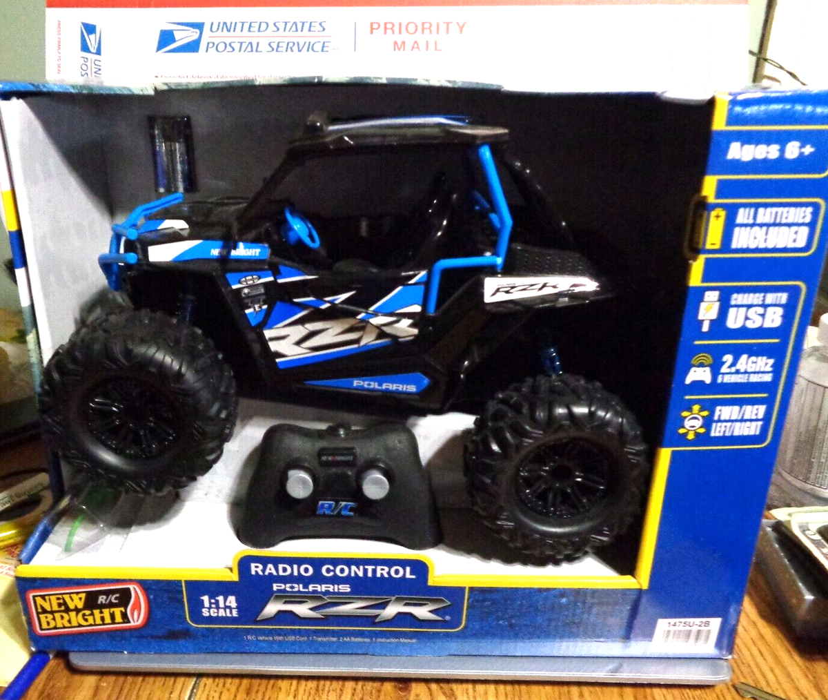 NEW Bright Rc 1:14 SSV Polaris RZR Black Blue White Full Function