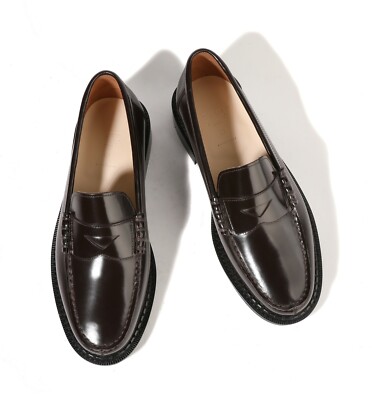 Firenze Atelier Men's Polished Brown Leather Double Welt Penny