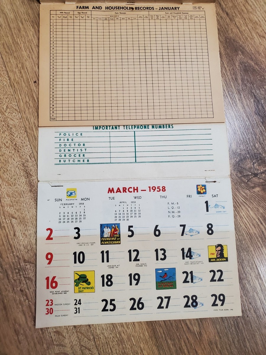 ムイページ 22日頃予定 1958 Calendar Jamestown Ohio Philgas 66 Fuel Jamestown Nitrogen