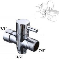 3-Way Brass Bidet Diverter 7/8" T-Adapter With Valve For Toilet Bidet Sprayer