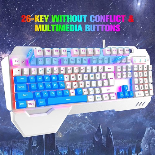 Wired Gaming Keyboard Mouse and Wrist rest Set Metal Panel RGB Floating keycaps - Picture 10 of 17