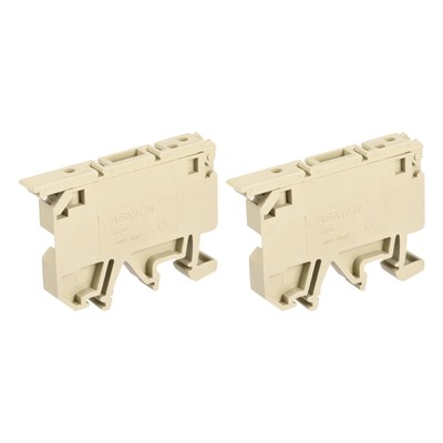 DIN Rail Mount Fuse Holder Terminal Blocks Screw Type Yellow ASK1/EN Pack of 2