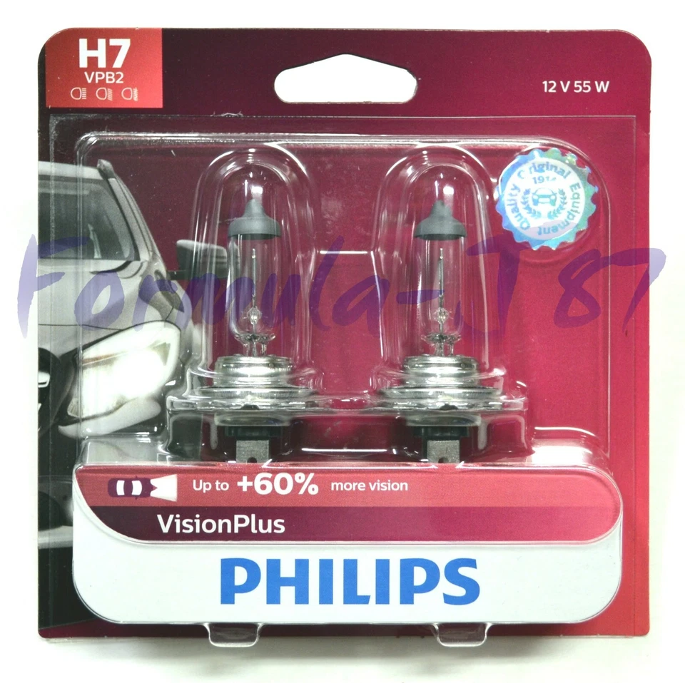 Philips VIIsion Plus 60% H7 55W Dos Bombillas Cabezal Luz Haz Bajo Actualización Repuesto Foto 2 de 4