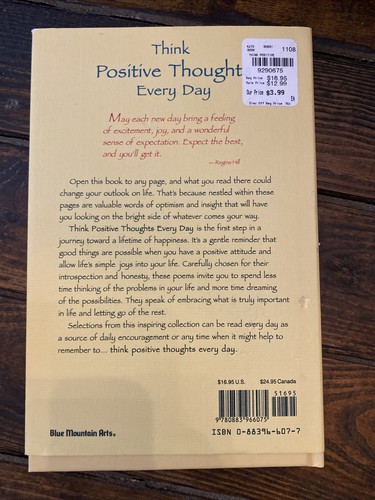 Think Positive Thoughts Every Day : Poems to Inspire a Brighter Outlook on Life - Picture 3 of 3