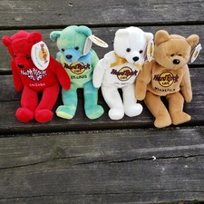 Lot of 4x Hard Rock Cafe Collectible Bears with tags Peter Monty Isaac Rita Bear
