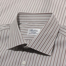 Stenstroms NWOT Dress Shirt Size 17 43 Fitted in Gray Stripes 100 Cotton
