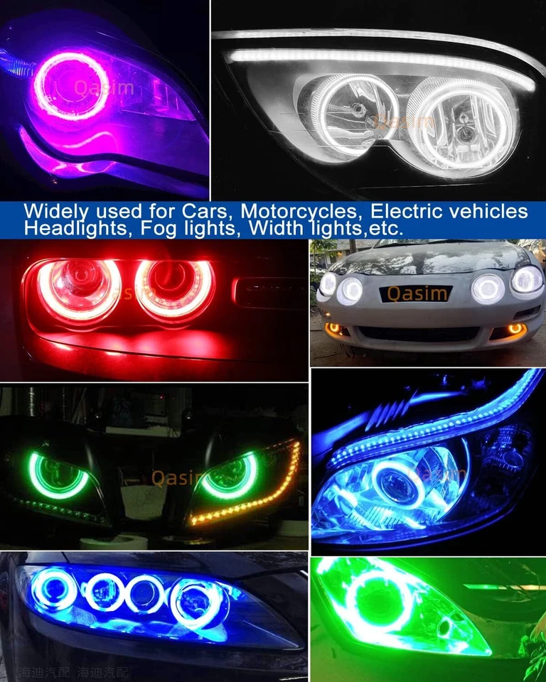 60mm 70mm 80mm 90mm 100mm 110mm 120mm RGB WIFI APP COB LED Angel Eyes Halo Rings - Image 3 of 4