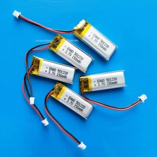 5x 3.7V 150mAh Li Po Polymer Rechargeable Battery 501230 JST 2P 1.25mm Connector
